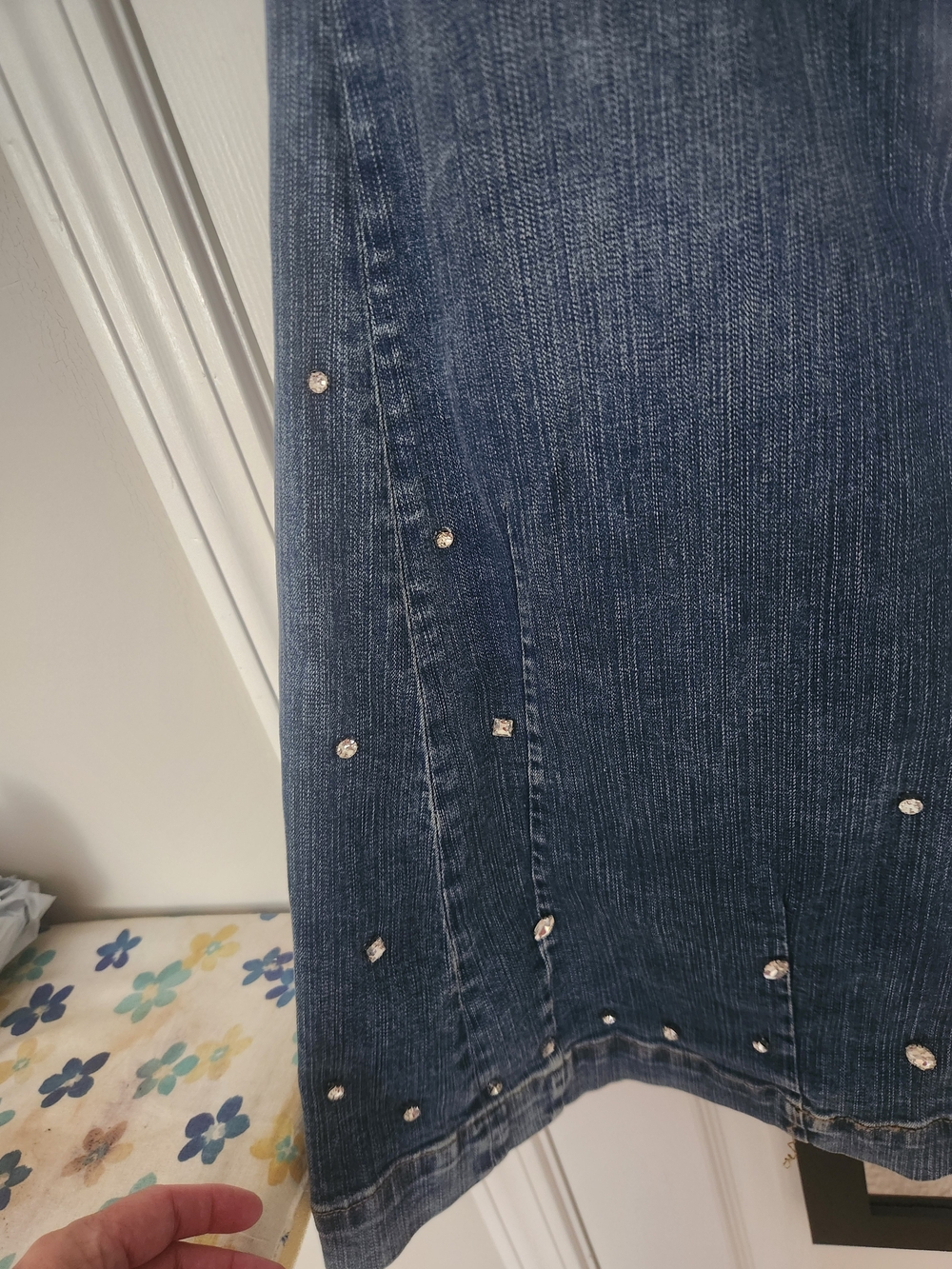 torrid Blue Rhinestone Wide-Leg Jeans - Picture 3 of 7